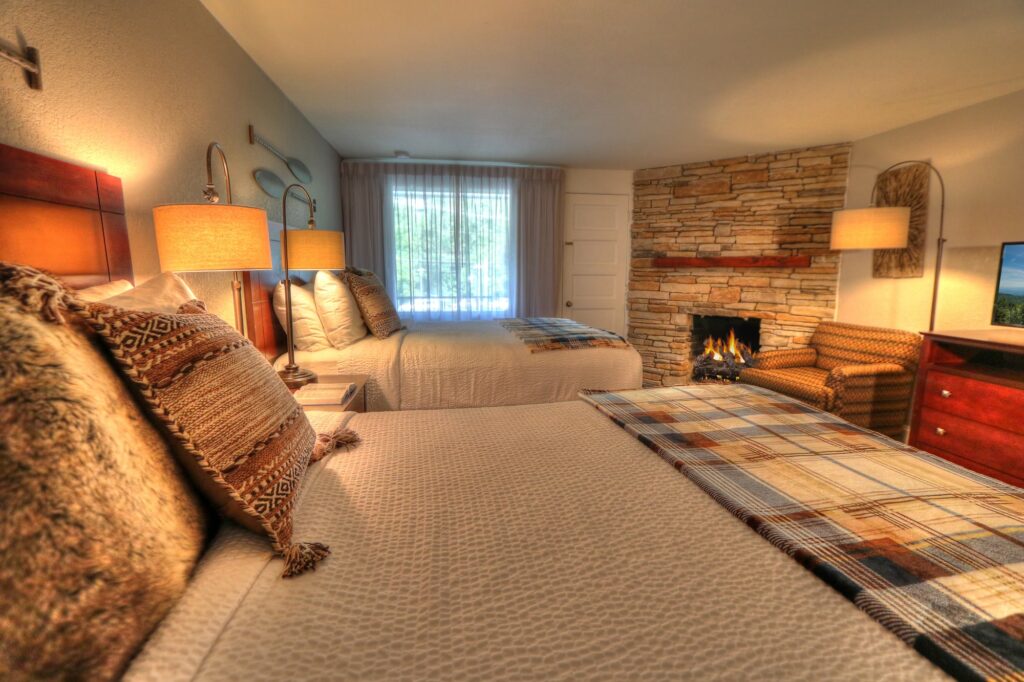 Deluxe Two Queen room at River Edge Inn Gatlinburg