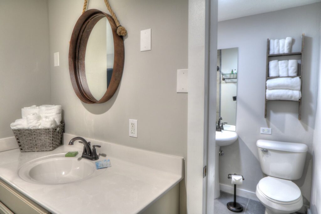 Guest bathroom at River Edge Inn Gatlinburg