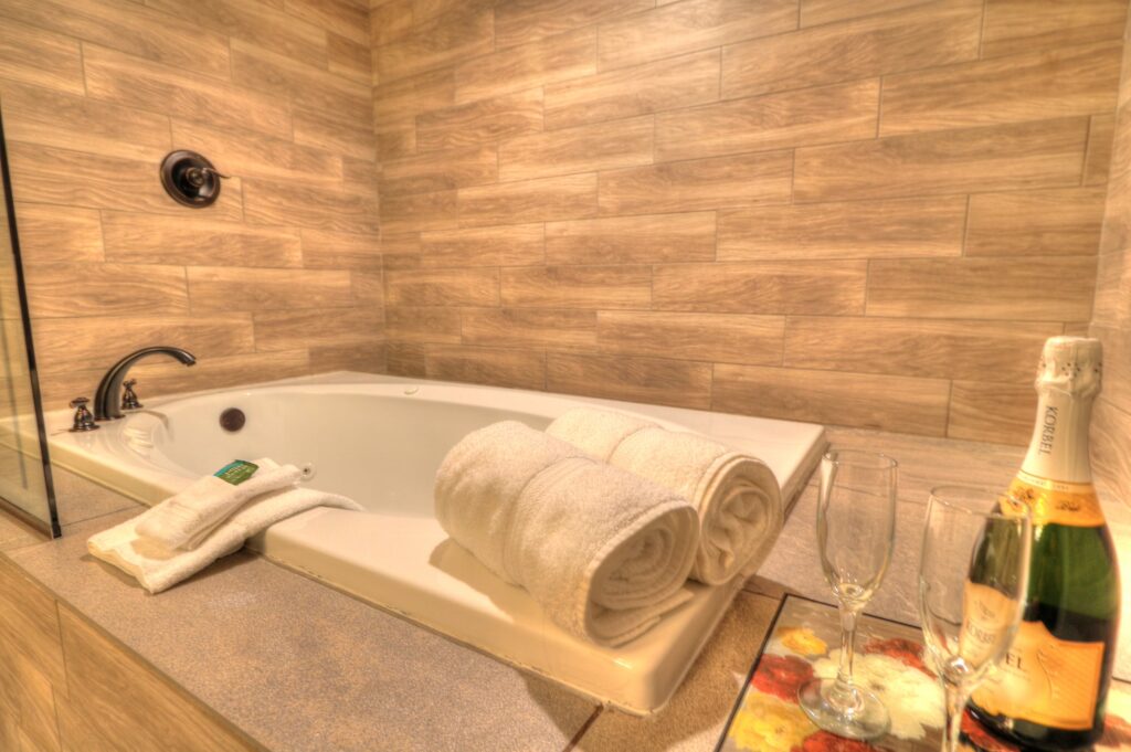 Deluxe King jetted-tub room at River Edge Inn Gatlinburg