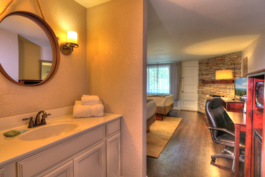 Standard Two Queen guest room at River Edge Inn Gatlinburg