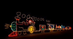Train made from Christmas lights