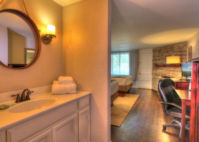 Guest bathroom vanity at River Edge Inn Gatlinburg